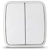 Выключатель 2-клавишный СОЮЗ Электра белый еврослот 0031