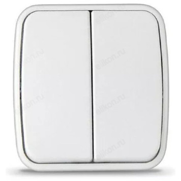 Выключатель 2-клавишный СОЮЗ Электра белый еврослот 0031