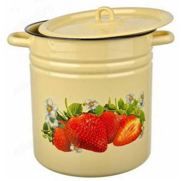 Кастрюля эмаль 12л артС1624 П*59 клубника/палевая-2