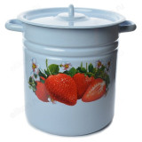 Кастрюля эмаль 12л артС1624.СГ*59 клубника/серо-голубая