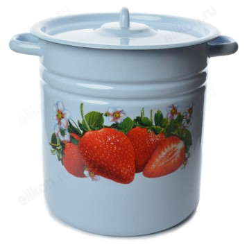 Кастрюля эмаль 12л артС1624.СГ*59 клубника/серо-голубая