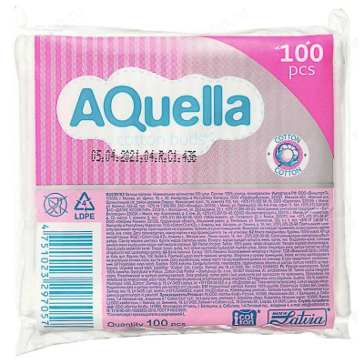 Палочки ватные Sweet Sense/AQUELLA,п/э пакет 100шт,914-007-1