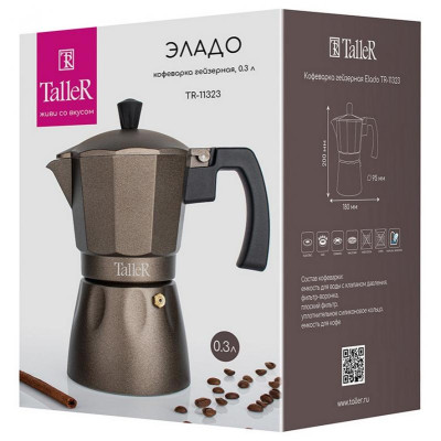 Кофеварка гейзерная (0.3л) Эладо TALLER TR-11323-1