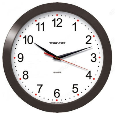 Часы настенные Тройка 11100112, пластик, черные