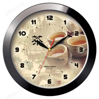 Часы настенные Тройка 11100188, пластик, черные