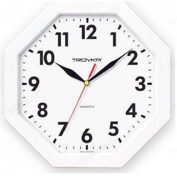 Часы настенные Тройка 41410418, пластик, белые