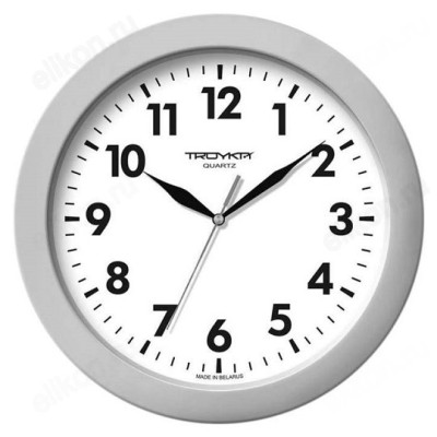 Часы настенные Тройка 51570511, пластик, серебряные