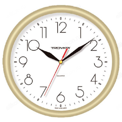 Часы настенные Тройка 71771212, пластик, золотистые