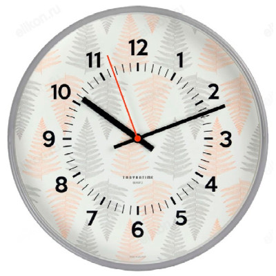 Часы настенные Тройка 77772761, пластик, серебряные