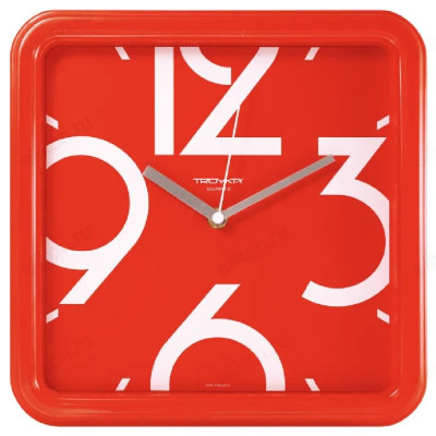 Часы настенные Тройка 81830841, пластик, красные