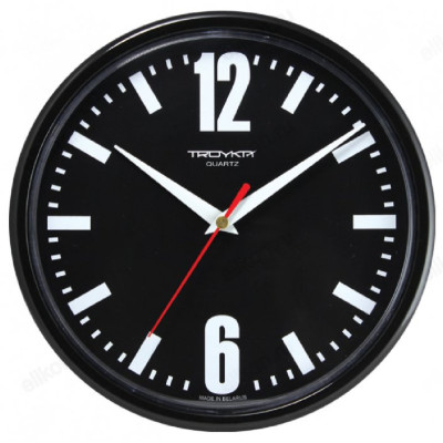 Часы настенные Тройка 91900919, пластик, черные
