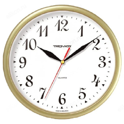 Часы настенные Тройка 91971913, пластик, золотистые