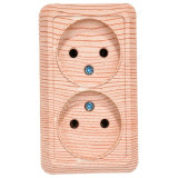 Розетка наружная 2-ая UNIVersal Олимп 0858 сосна