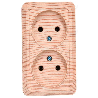 Розетка наружная 2-ая UNIVersal Олимп 0858 сосна