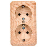 Розетка наружная 2-ая UNIVersal Олимп 0865 сосна
