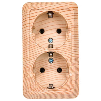 Розетка наружная 2-ая UNIVersal Олимп 0865 сосна