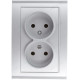 Розетка встраиваемая 2-ая UNIVersal Бриллиант 7519 белый