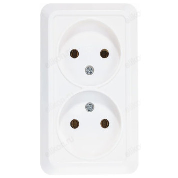Розетка наружная 2-ая UNIVersal Олимп О0102 белый