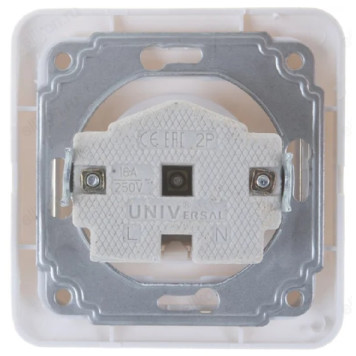 Розетка встраиваемая 1-ая UNIVersal Валери В0022 белый-3