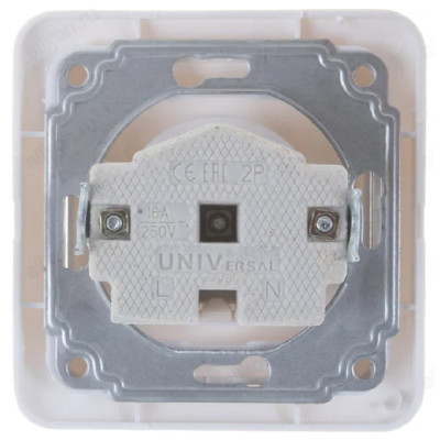 Розетка встраиваемая 1-ая UNIVersal Валери В0022 белый-3