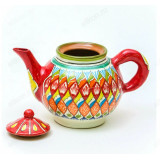 Чайник заварочный керамика 1л Красный орнамент