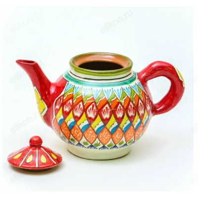 Чайник заварочный керамика 1л Красный орнамент
