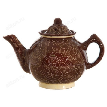 Чайник заварочный керамика 1л Коричневый орнамент