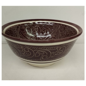 Тарелка, косушка 15,5см Коричневый орнамент-1