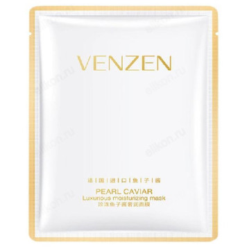 Маска для лица тканевая Икра+Жемчуг VENZEN FZ55502 25г