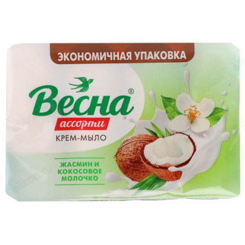 Мыло туалетное Весна Ассорти жасмин и кокосовое молочко 4шт*75г 952-128-1