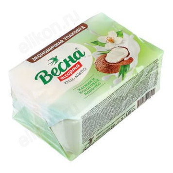 Мыло туалетное Весна Ассорти жасмин и кокосовое молочко 4шт*75г 952-128