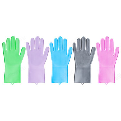 Перчатки силиконовые с ворсом для мытья посуды VETTA 447-043-1