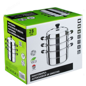 Мантоварка стальная 822-107 28см/3ярус/инд-4