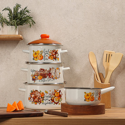 Кастрюля эмаль VETTA Осенняя романтика 4,0л 894-015-5