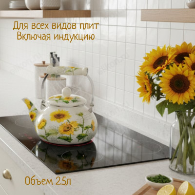 Чайник эмаль VETTA Подсолнухи 2.5л 894-524 индукция