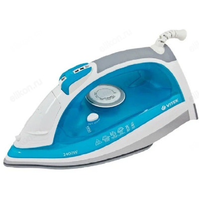 Утюг VITEK-1264, 2400Вт, керамика, белый / голубой