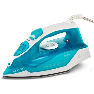 Утюг VITEK-8307, 2400 Вт, керамика, голубой / белый
