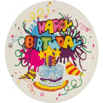 Набор бумажных тарелок "Happy Birthday" 007148
