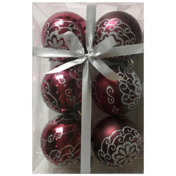 Набор шаров 'Цветок' (6шт) цвет бордо ВОЛШЕБНАЯ СТРАНА 007498-1