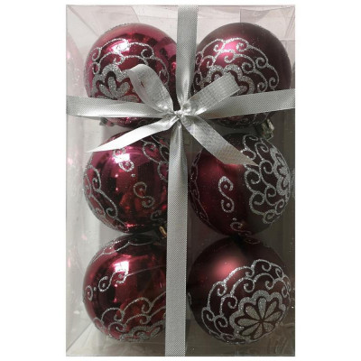 Набор шаров 'Цветок' (6шт) цвет бордо ВОЛШЕБНАЯ СТРАНА 007498-1