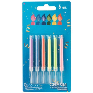 Набор свечей с разноцветным пламенем 106827 6шт