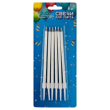 Набор свечей для торта Волшебная страна 107267 серебро