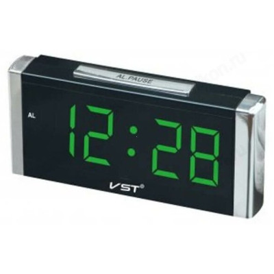 Часы настольные VST-731-2, пластик, зеленые