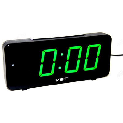 Часы настольные VST-763-4, пластик, зеленые