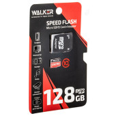 Карта MicroSD 128GB Walker Class10+адаптер