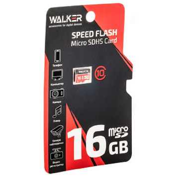 Карта MicroSD 16GB Walker Class10