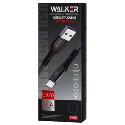 Кабель USB Walker C920 Micro USB (1 м), нейлон серый-1