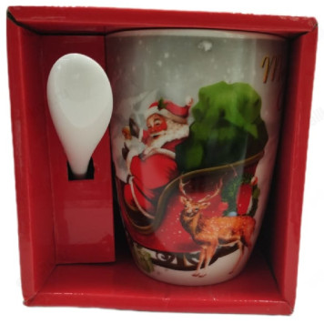 Кружка с ложечкой WJ-34 НГ подпрочная упаковка