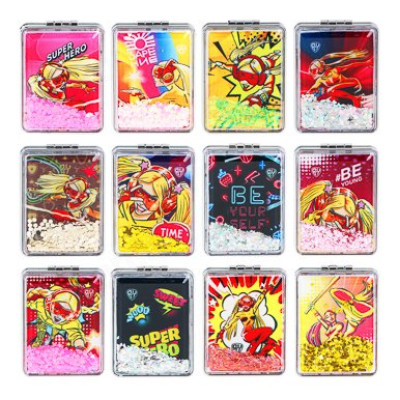 Зеркало карманное ЮниLook, пластик, стекло, 8х5,8см, 12 дизайнов