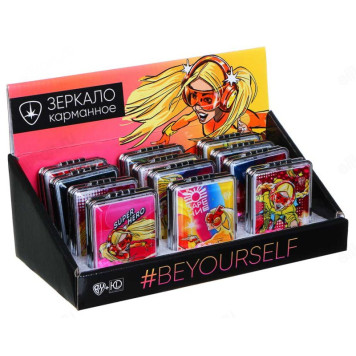 Зеркало карманное ЮниLook, пластик, стекло, 8х5,8см, 12 дизайнов-6